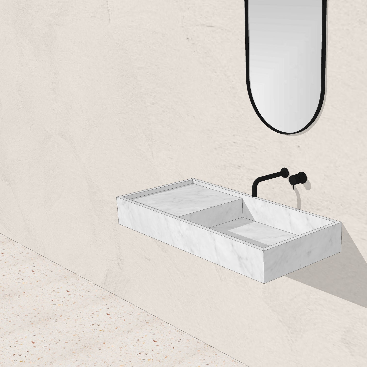 Houtmerk - Partout enkele wastafel 100cm - Bianco Carrara marmer - Natuursteen uit voorraad Houtmerk