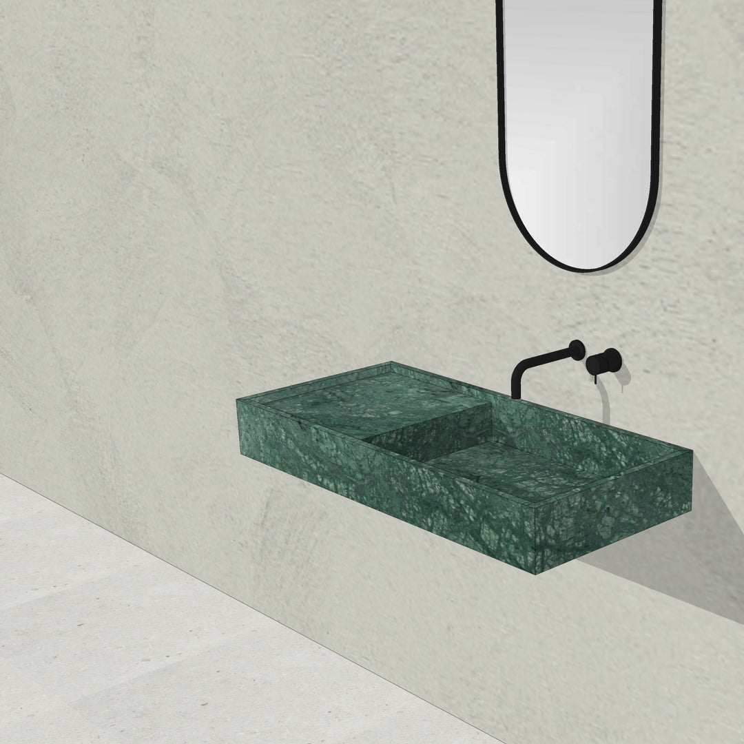 Houtmerk - Enkele wastafel Indian Green marmer 100cm - Natuursteen uit voorraad-Houtmerk-