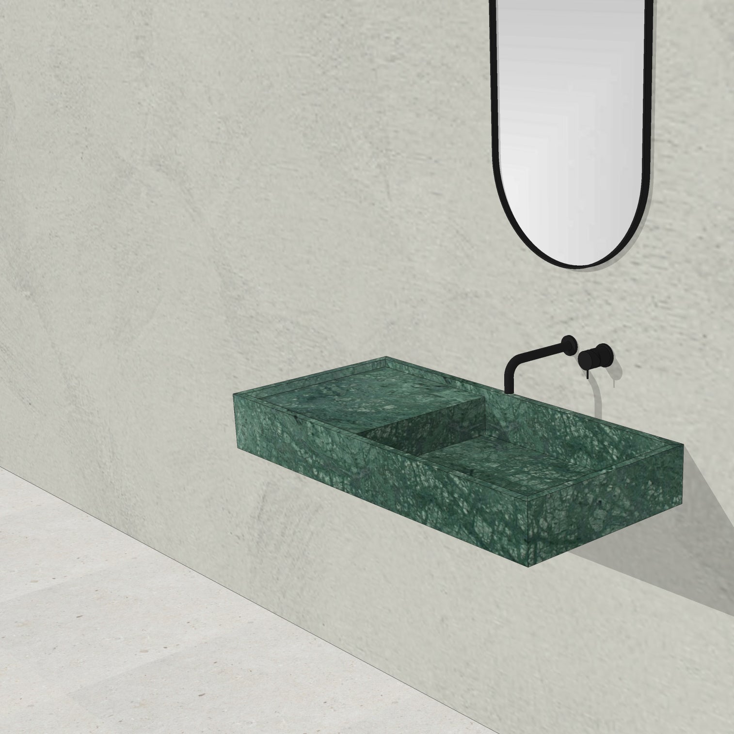 Houtmerk - Partout enkele wastafel 100cm - Indian Green marmer - Natuursteen uit voorraad Houtmerk