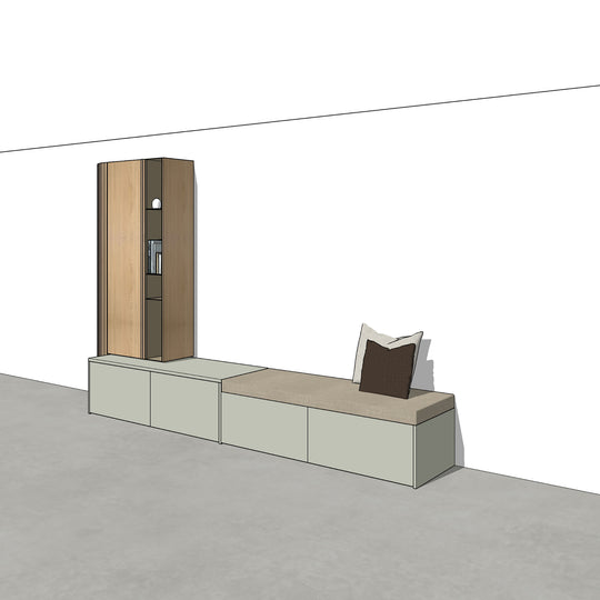 Houtmerk - Kast Argo 06 - Hoge kast met diepe ladekast Kastcombinatie Houtmerk