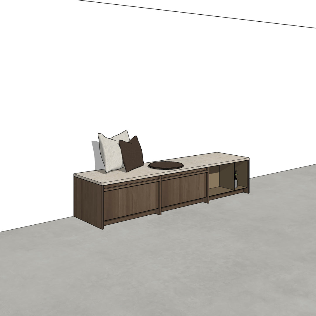 Houtmerk - Kast Duet 04 - Zitkast met lades Kastcombinatie Houtmerk   