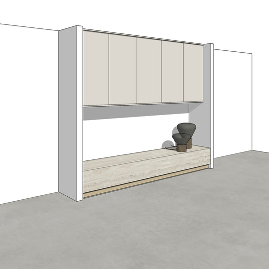 Houtmerk - Kast Ikono 04 - Stenen plateau met bovenkasten Kastcombinatie Houtmerk   