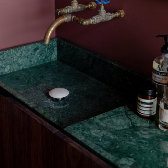 Houtmerk - Partout enkele wastafel 80cm - Indian Green marmer - Natuursteen uit voorraad-Houtmerk-