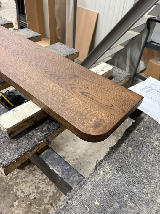 Houtmerk Wandplank Massief Eiken - Kastanjebruin Gebeitst - 190x23 cm - SALE
