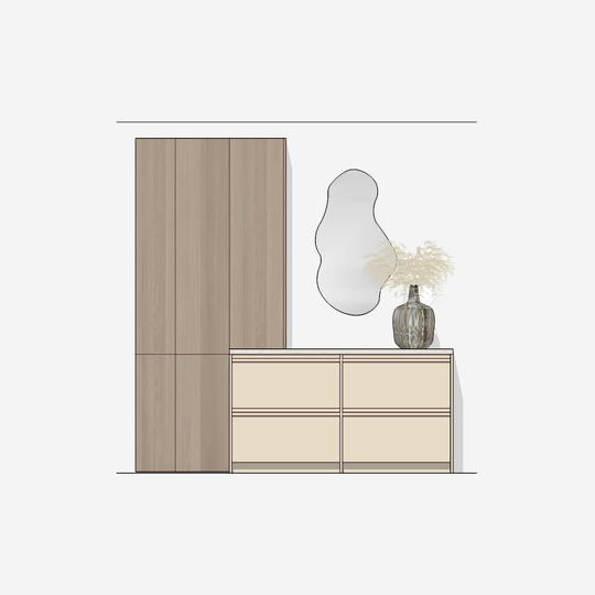 Houtmerk - Kast Argo 10 - Hoge kast met diepe ladekast Kastcombinatie Houtmerk   