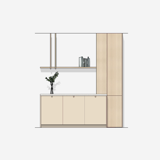 Houtmerk - Kast Argo 09 - Hoge kast met diepe ladekast Kastcombinatie Houtmerk   