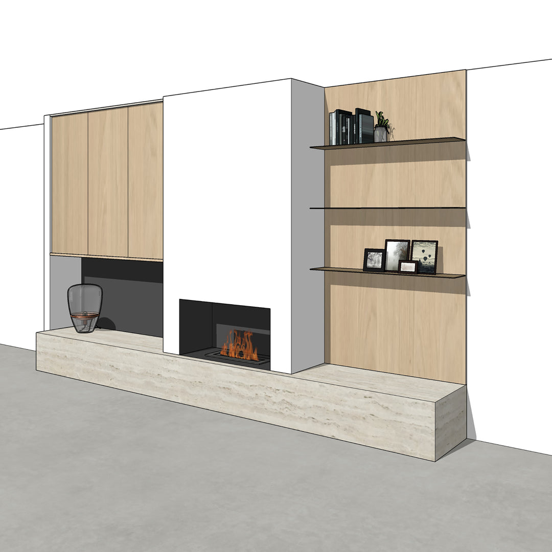 Houtmerk - Kast Fumo 07 - Hoge kastenwand voor haard Kastcombinatie Houtmerk