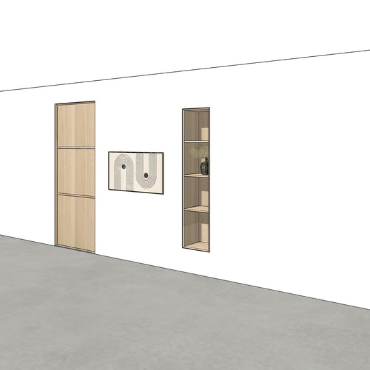 Houtmerk - Kast Porta 05 - Vakkenkast met houten taatsdeur Kastcombinatie Houtmerk   