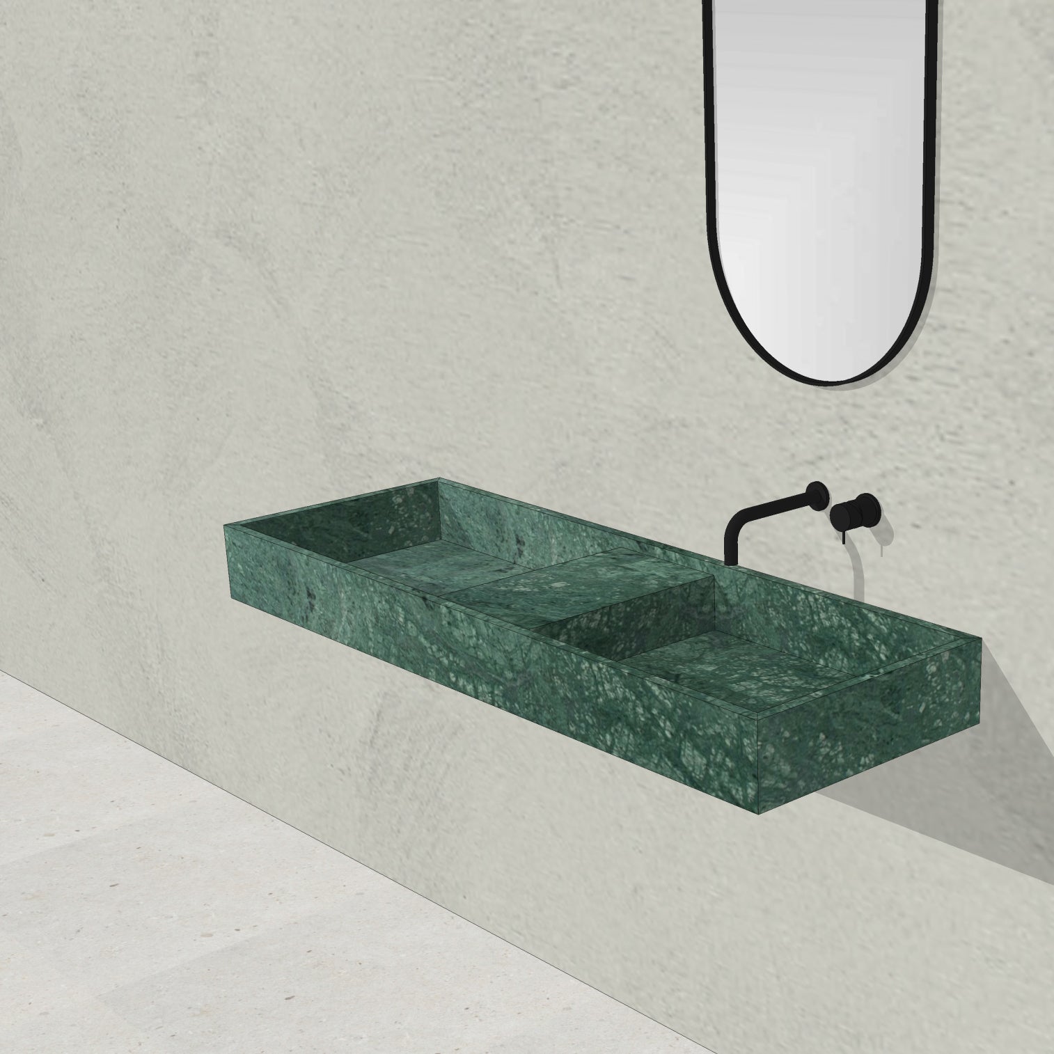 Houtmerk - Partout enkele wastafel 135cm - Indian Green marmer - Natuursteen uit voorraad Houtmerk