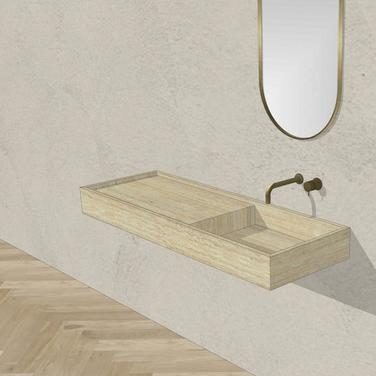 Houtmerk - Partout enkele wastafel 135cm - Travertin - Natuursteen uit voorraad-Houtmerk-