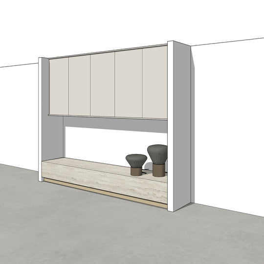 Houtmerk - Kast Ikono 04 - Stenen plateau met bovenkasten Kastcombinatie Houtmerk   