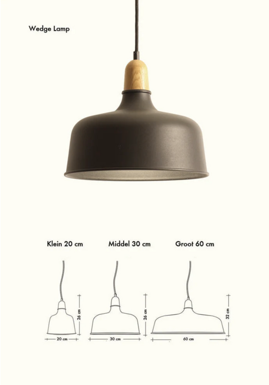 Vroonland Wedge Hanglamp 30 cm - Zwart - SALE  Houtmerk   