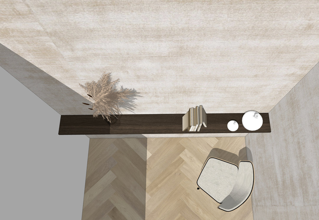 Houtmerk - Massief noten wandplank voor nis 242cm - SALE Wandplanken Houtmerk
