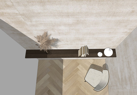Houtmerk - Massief noten wandplank voor nis 242cm - SALE Wandplanken Houtmerk