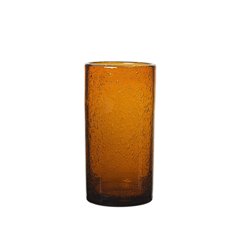 Ferm Living Oil Water Tall Glasses Amber - Mondgeblazen Longdrinkglazen - Scandinavisch Design - Houtmerk - SALE