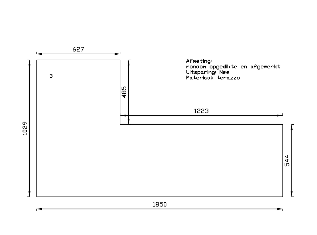 Houtmerk -  Terrazzo werkblad 1-delig Ceppo - 185x102cm - SALE Werkbladen Houtmerk   