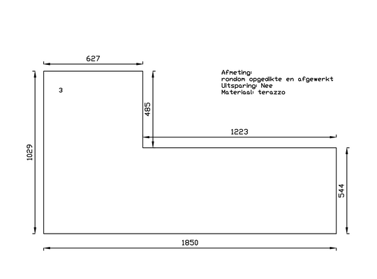 Houtmerk -  Terrazzo werkblad 1-delig Ceppo - 185x102cm - SALE Werkbladen Houtmerk   