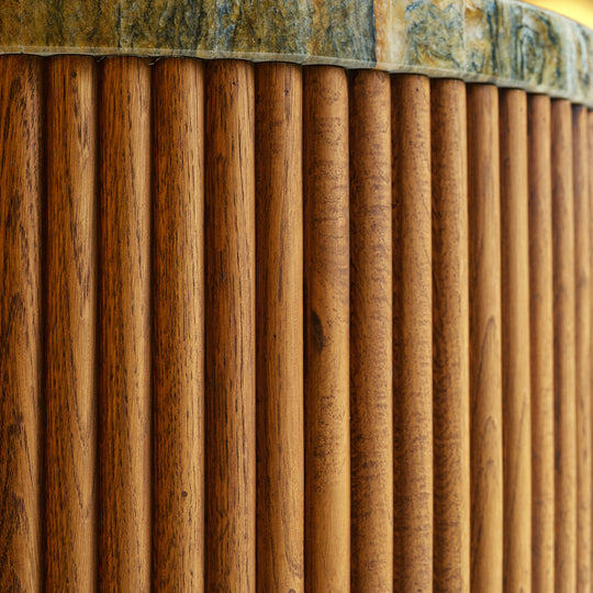 Houtmerk Ratio® - Ronde stolwand Curve Hoog - Vlakke houten wang Houtmerk