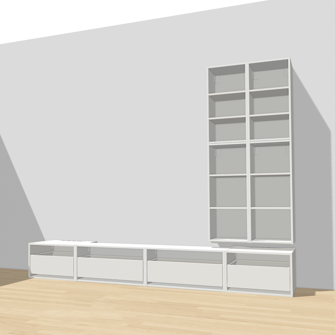 Houtmerk - Kast Argo 07 - Hoge kast met diepe ladekast Kastcombinatie Houtmerk   