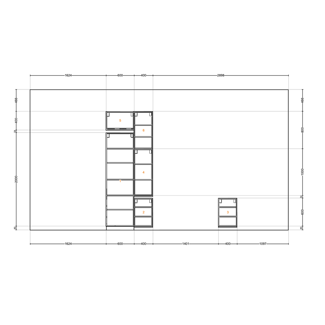 Houtmerk - Kast Mauro 08 - Hoge niskast met deuren Kastcombinatie Houtmerk   