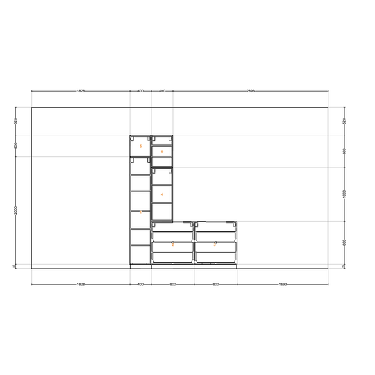 Houtmerk - Kast Argo 10 - Hoge kast met diepe ladekast Kastcombinatie Houtmerk   