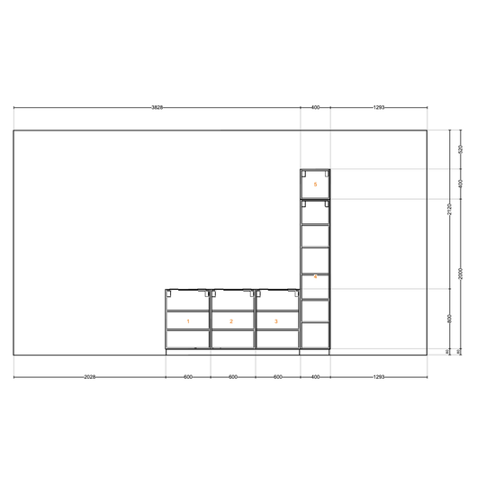 Houtmerk - Kast Argo 09 - Hoge kast met diepe ladekast Kastcombinatie Houtmerk   