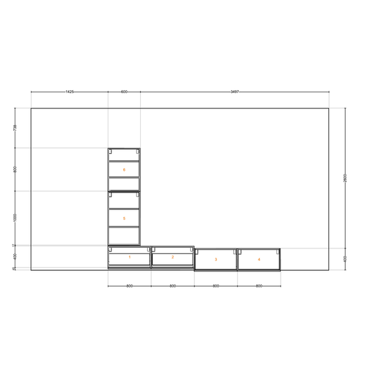 Houtmerk - Kast Argo 06 - Hoge kast met diepe ladekast Kastcombinatie Houtmerk