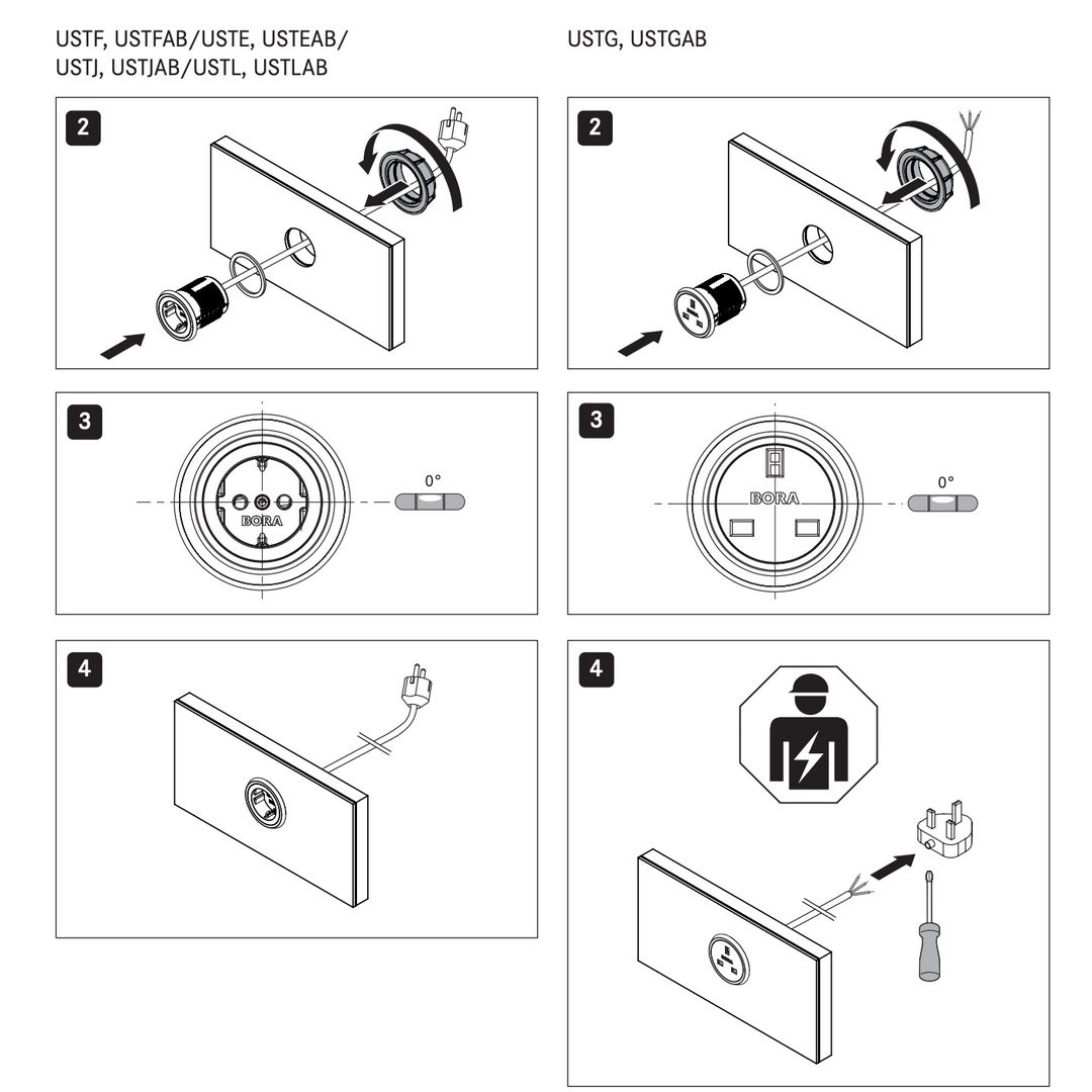 Bora - Type F - Stopcontact RVS & Zwart Apparatuur Bora