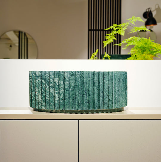 Houtmerk – Solis waskom Rond - Indian Green marmer Wastafels Houtmerk