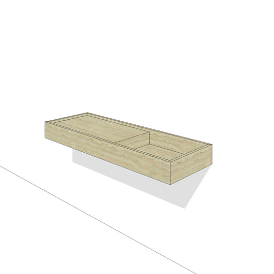 Houtmerk - Enkele wastafel Travertin natuursteen 80-135cm - Natuursteen op maat Houtmerk