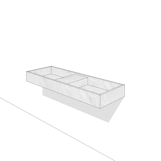 Houtmerk - Dubbele wastafel Bianco Carrara marmer 135-200cm - Natuursteen op maat-Houtmerk-