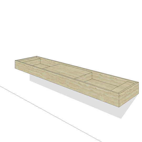 Houtmerk - Dubbele wastafel Travertin natuursteen 200cm - Natuursteen uit voorraad-Houtmerk-