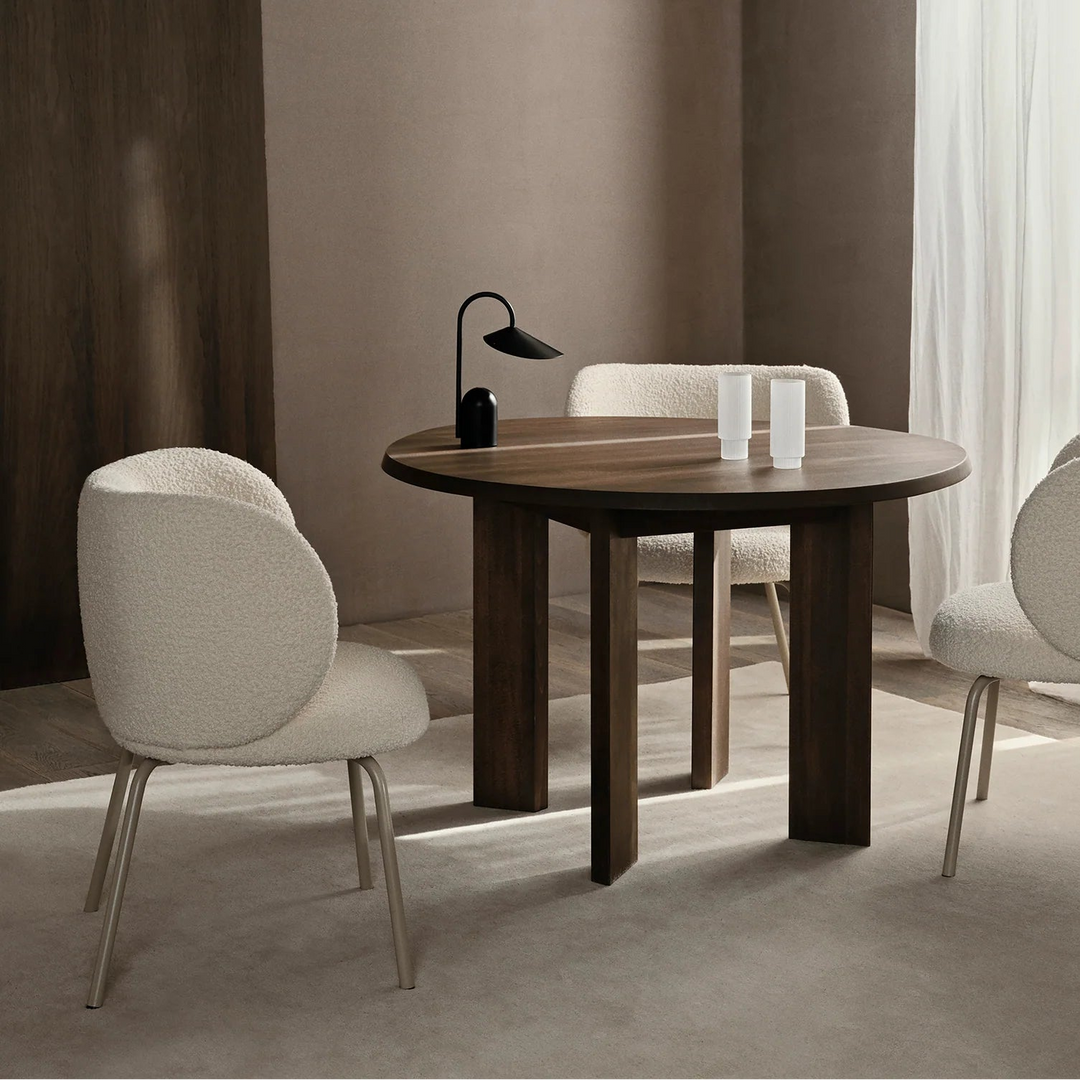 Ferm - Set 4 stuks Rico Dining Chair - Stoffering Soft Boucle Off White - SALE Stoelen Houtmerk