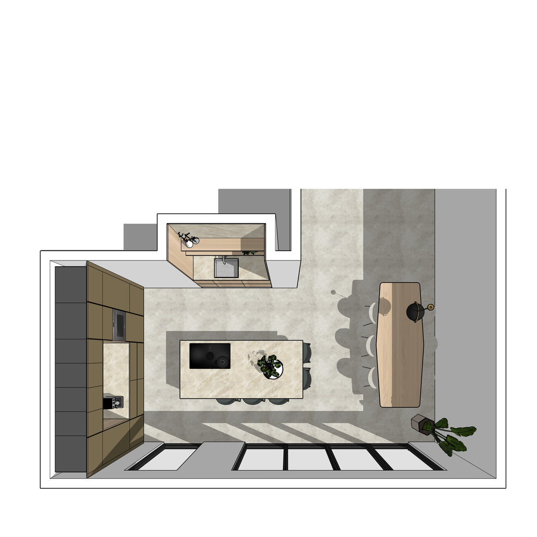 Ratio - Compositie 14 voor Kitchenplanner Kastcombinatie Houtmerk