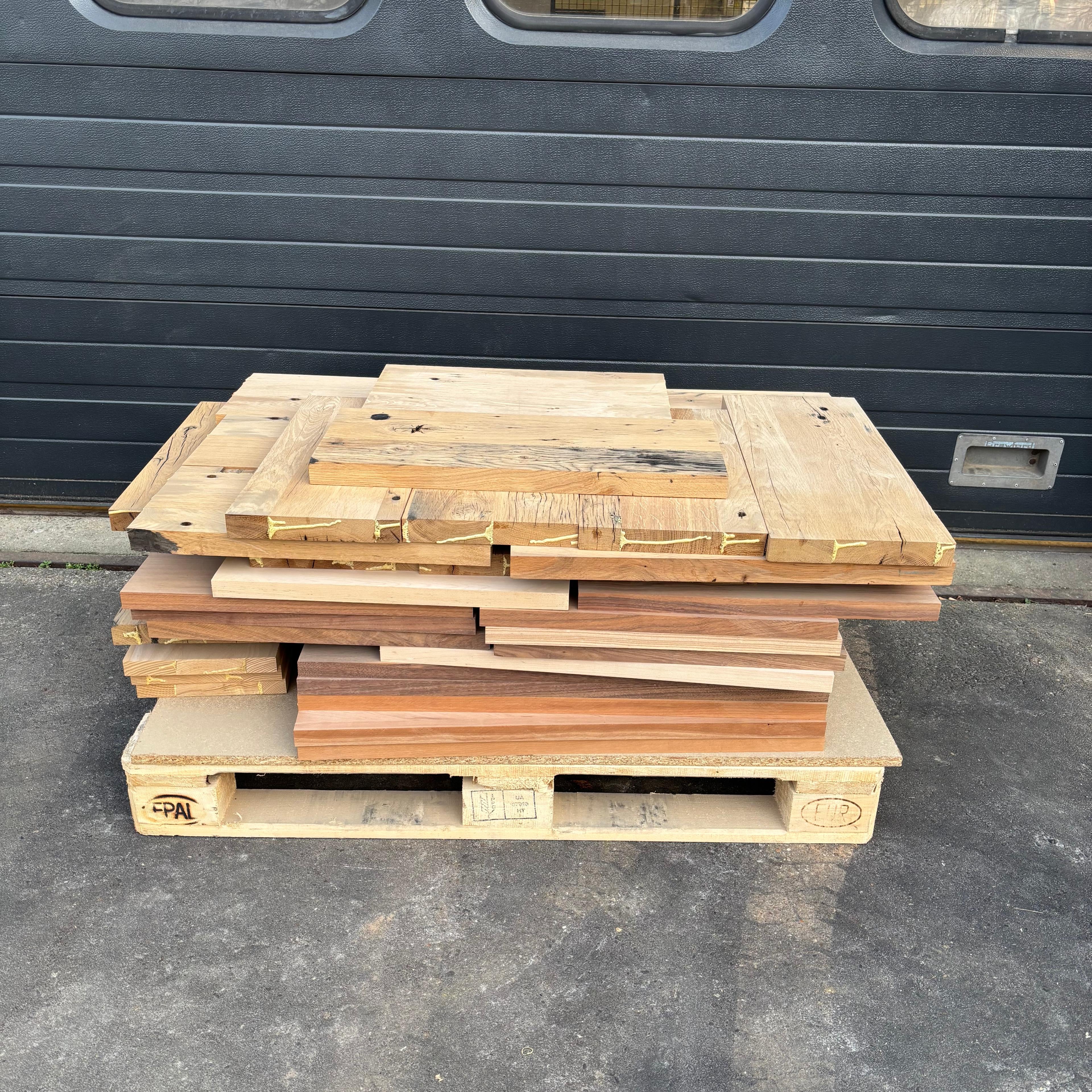 Houtmerk - Losse panelen wagondelen eiken resthout 40-70cm - SALE Werkbladen houtmerk