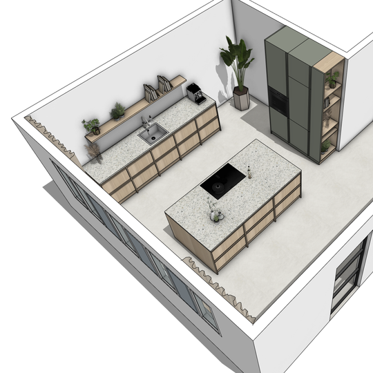 Ratio - Compositie 17 voor Kitchenplanner Kastcombinatie Houtmerk