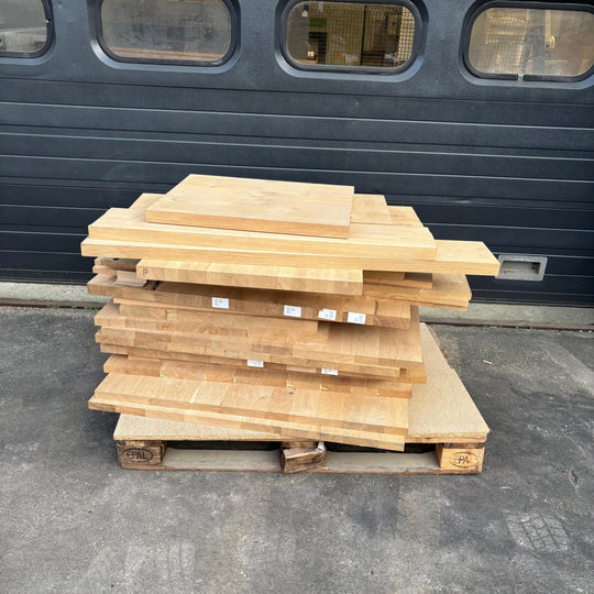 Houtmerk - Losse panelen massief eiken resthout 50-100cm - SALE Werkbladen houtmerk