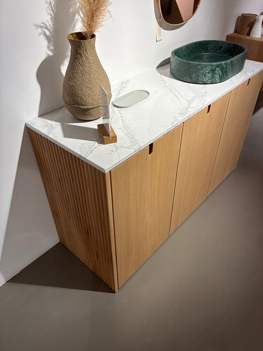 GERESERVEERD Houtmerk - Houten Badmeubel Fresco met wastafelblad voor waskom - SALE Badmeubels Houtmerk