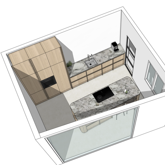 Ratio - Compositie 19 voor Kitchenplanner Kastcombinatie Houtmerk