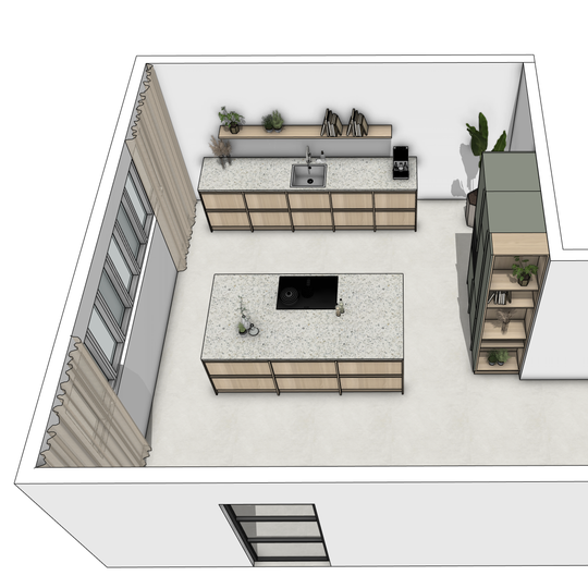 Ratio - Compositie 17 voor Kitchenplanner Kastcombinatie Houtmerk