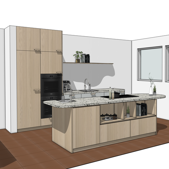 Ratio - Compositie 20 voor Kitchenplanner Kastcombinatie Houtmerk