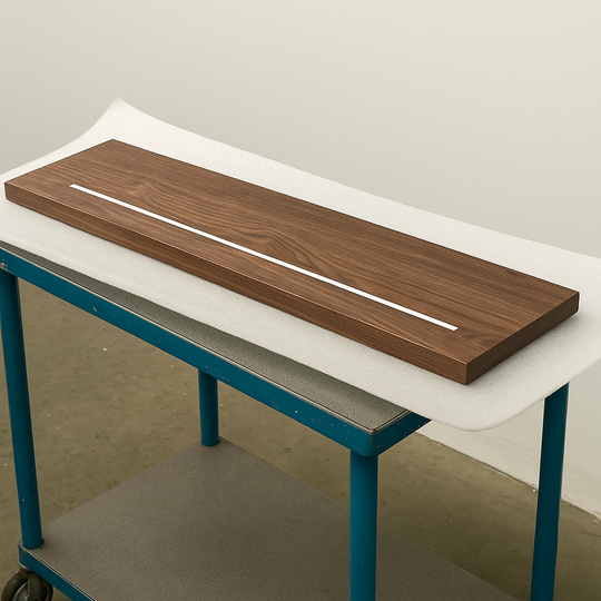 Houtmerk - Houten Wandplank blinde bevestiging - Massief noten - SALE Wandplanken Houtmerk