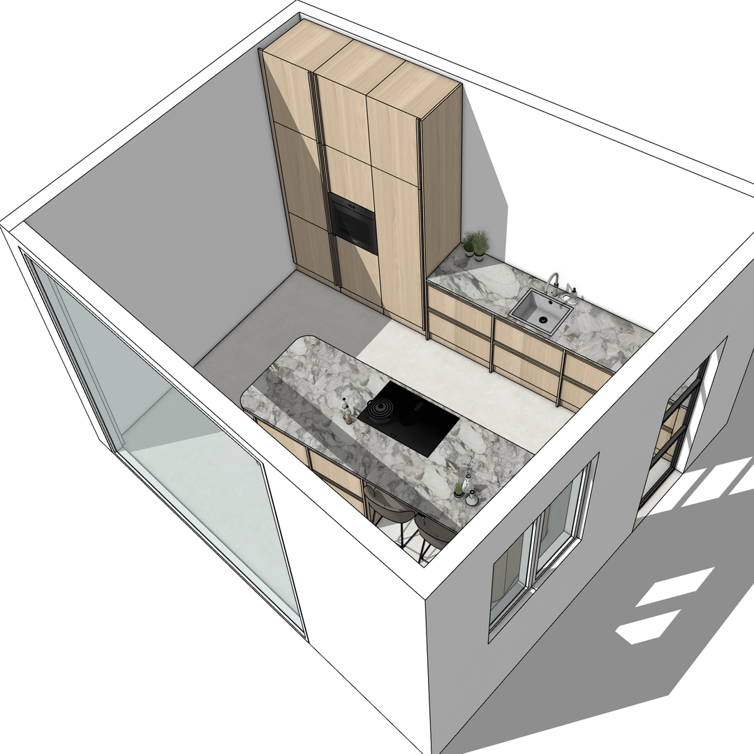 Ratio - Compositie 19 voor Kitchenplanner Kastcombinatie Houtmerk