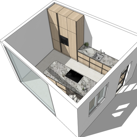 Ratio - Compositie 19 voor Kitchenplanner Kastcombinatie Houtmerk