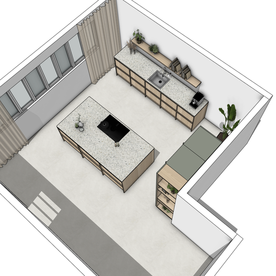 Ratio - Compositie 17 voor Kitchenplanner Kastcombinatie Houtmerk