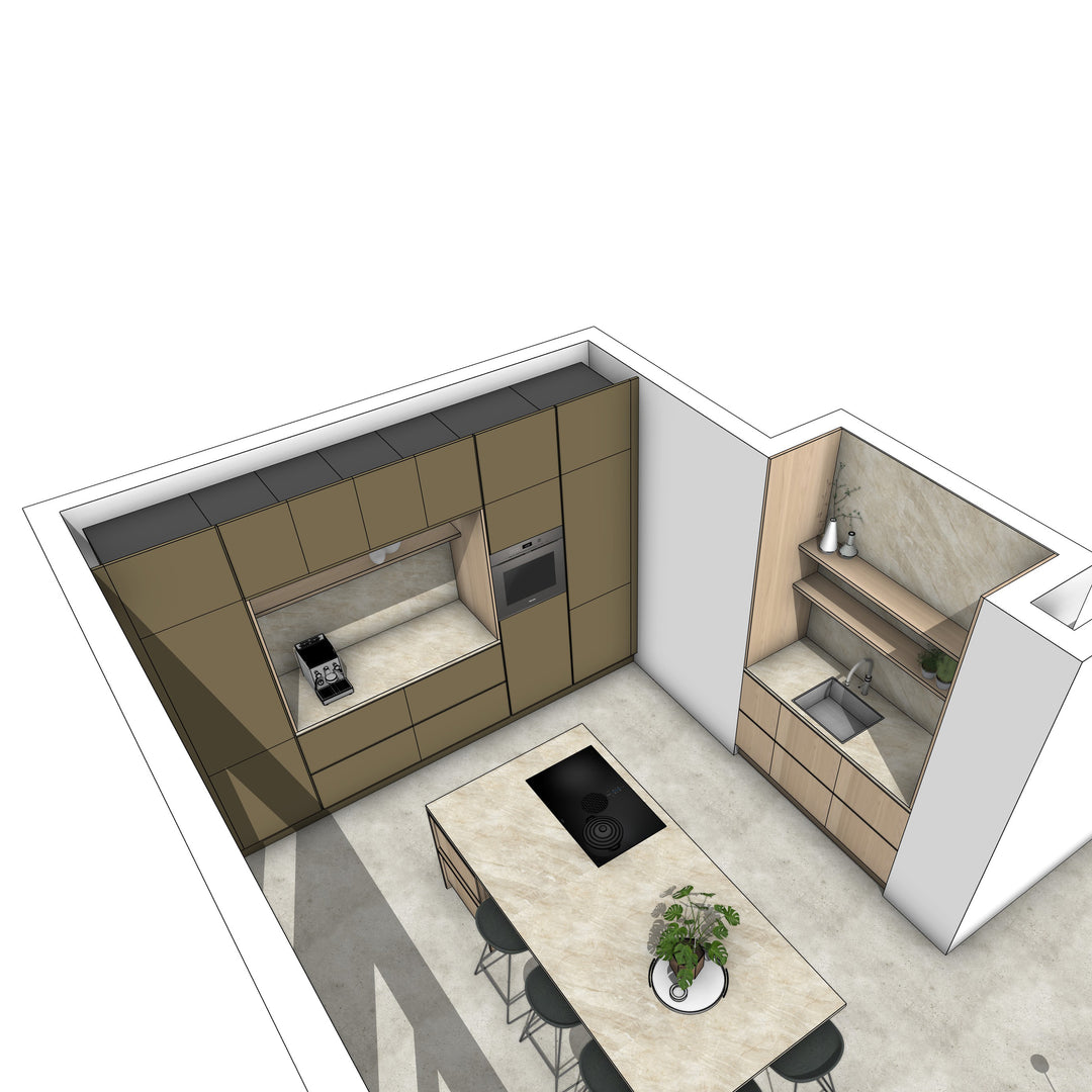 Ratio - Compositie 14 voor Kitchenplanner Kastcombinatie Houtmerk