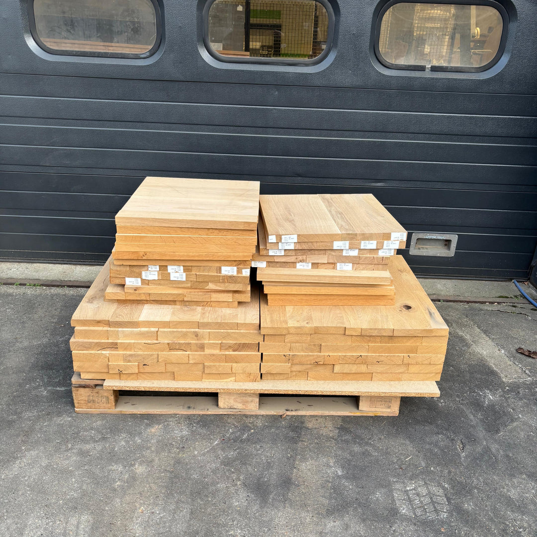 Houtmerk - Losse panelen massief eiken resthout 45-60cm - SALE Werkbladen houtmerk