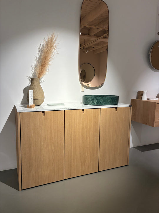 GERESERVEERD Houtmerk - Houten Badmeubel Fresco met wastafelblad voor waskom - SALE Badmeubels Houtmerk