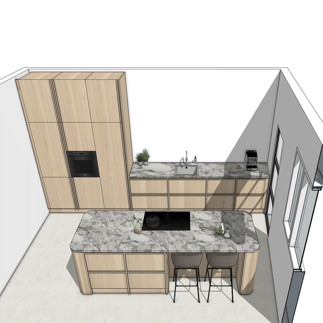 Ratio - Compositie 19 voor Kitchenplanner Kastcombinatie Houtmerk