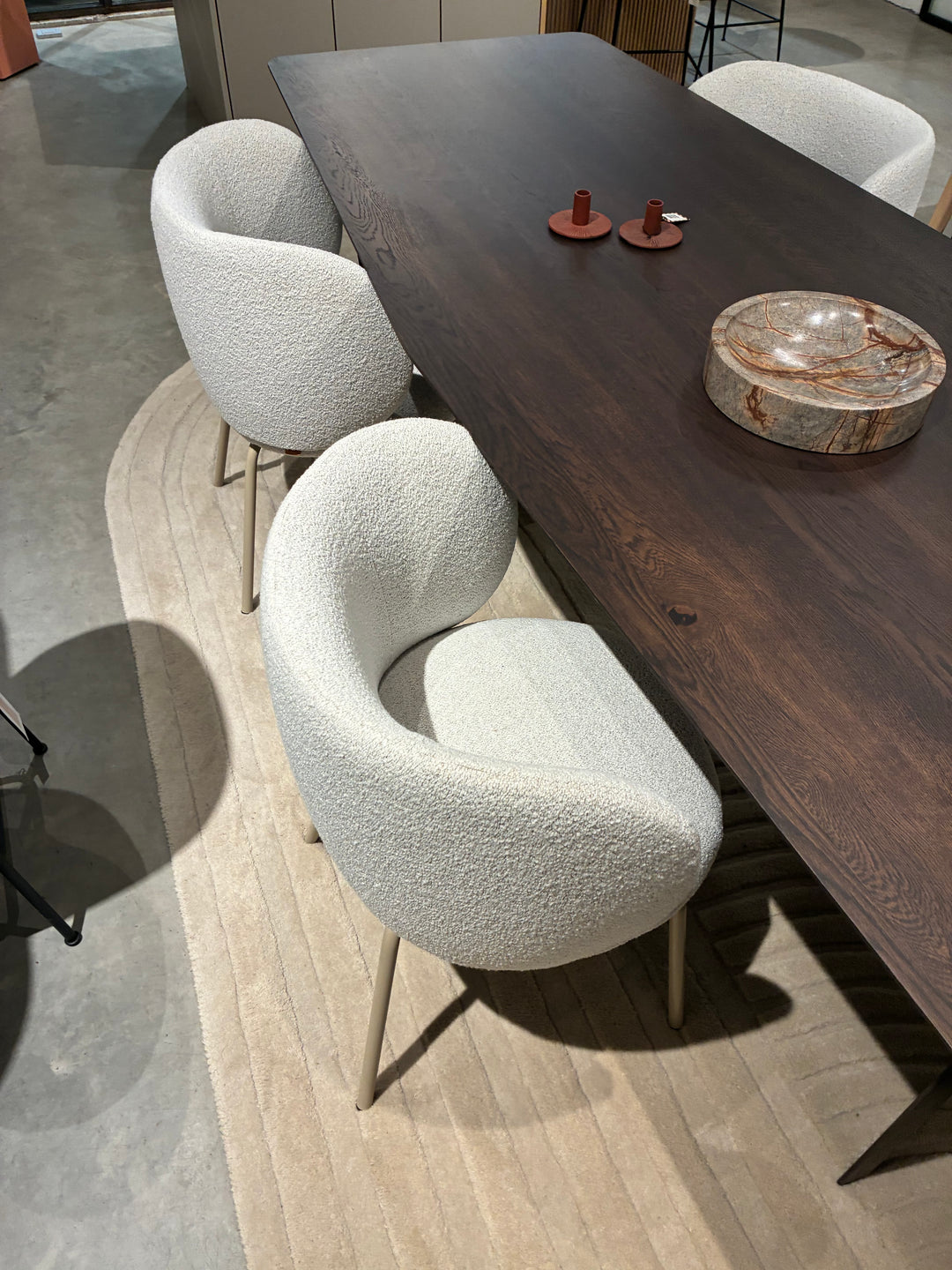 Ferm - Set 4 stuks Rico Dining Chair - Stoffering Soft Boucle Off White - SALE Stoelen Houtmerk